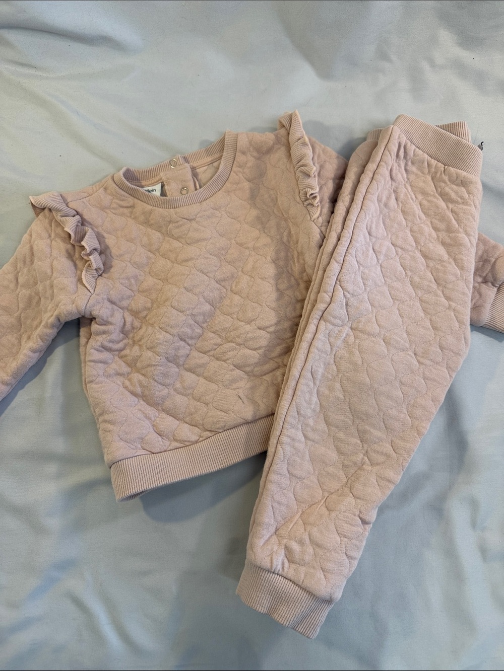 Calvin Klein Light Pink Quilted Ruffle Kids Set